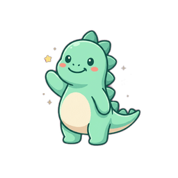 Tella the dinosaur waving hello